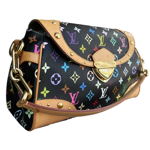 Louis Vuitton Beverly MM Monogram Shoulder Handbag Black Multicolor Noir - Picture 5 of 14